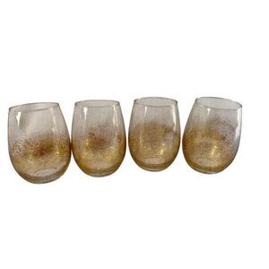 Set of 4 Glitter Gold Cocktail Wine Glasses